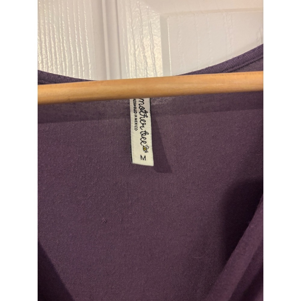 Mother Bee Maternity High Low Ruffle Dress Plum Purple V-Neck Short Sleeve Med - Picture 4 of 6